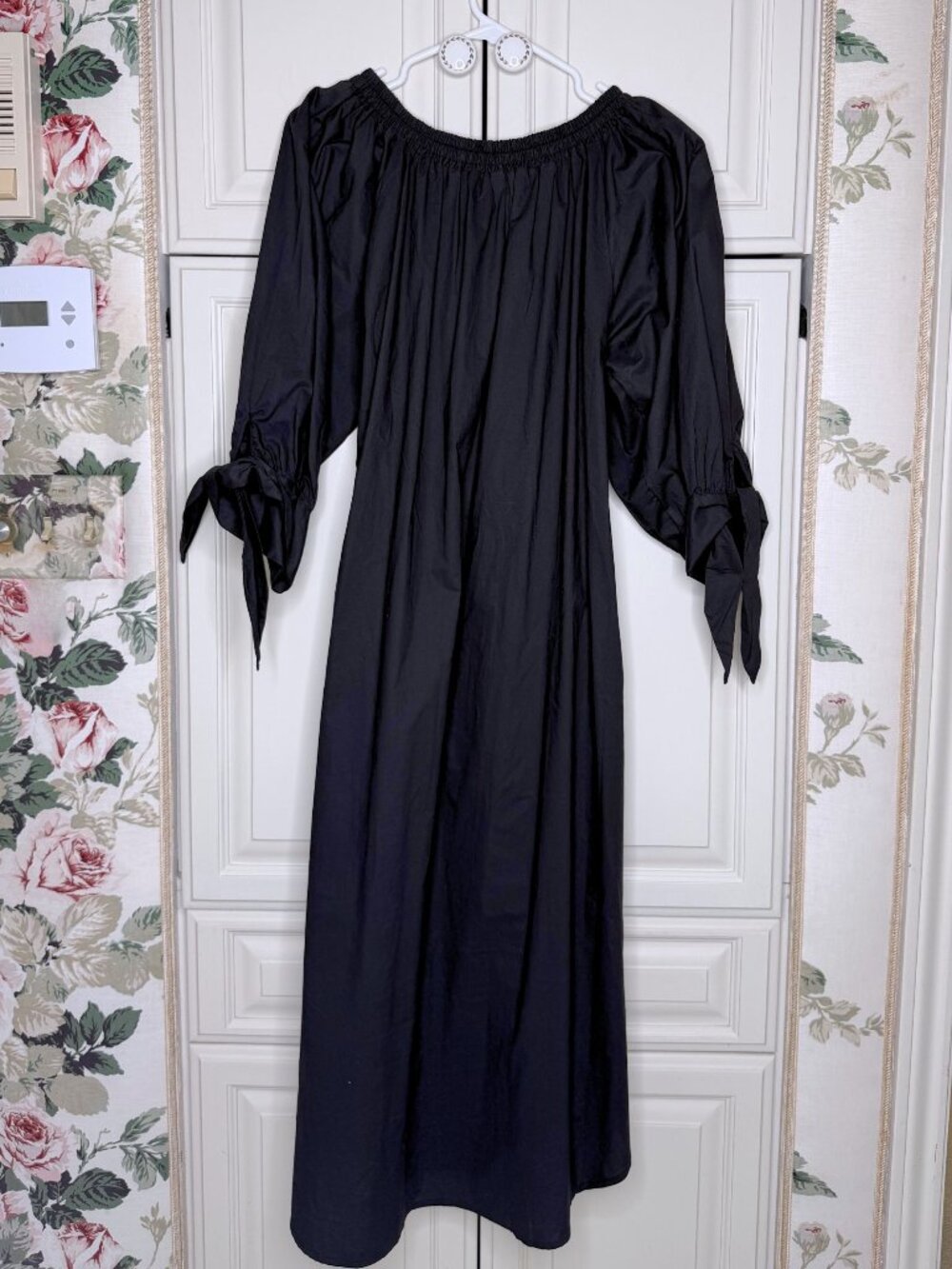 Deux Amour Black Off Shoulder Midi Dress Bow Sleeves M-L